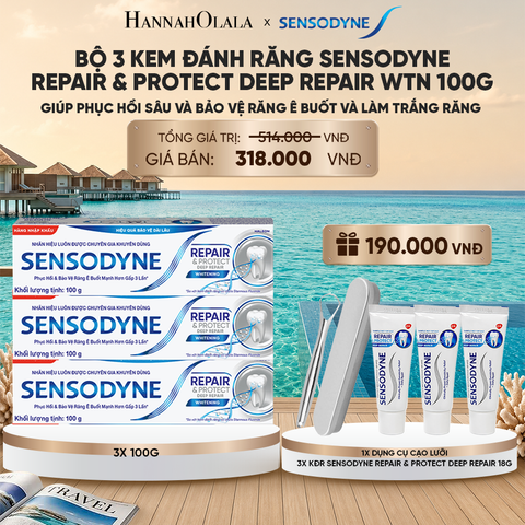  BỘ 3 KEM ĐÁNH RĂNG SENSODYNE REPAIR & PROTECT DEEP REPAIR WTN 100G GIÚP PHỤC HỒI SÂU VÀ BẢO VỆ RĂNG Ê BUỐT_ D960 