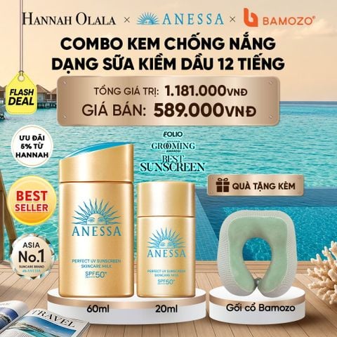  [FLASHSALE] COMBO SỮA CHỐNG NẮNG DƯỠNG DA KIỀM DẦU BẢO VỆ HOÀN HẢO ANESSA GOLD MILK SPF50+ PA++++ 60ML + 20ML - DEAL 13 