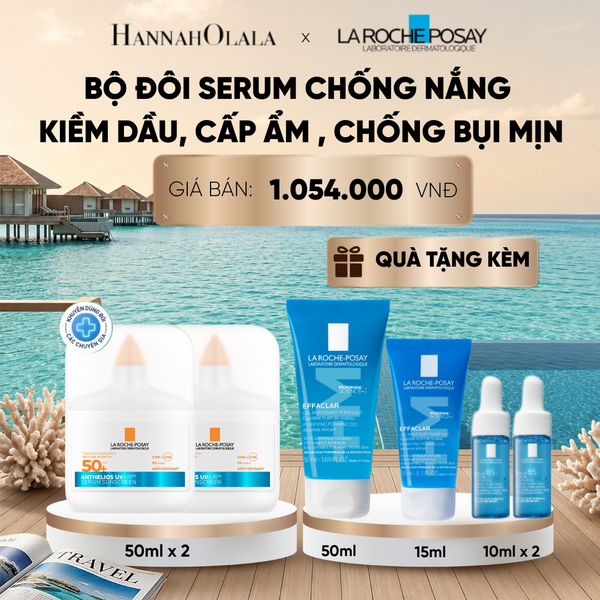  [MỚI] BỘ ĐÔI CHỐNG NẮNG DẠNG SERUM SIÊU MỎNG NHẸ KIỀM DẦU 16H CẤP ẨM 24H CHỐNG BỤI MỊN ANTHELIOS UVAIR SPF50+ 50ML DEAL 13:_ D119 