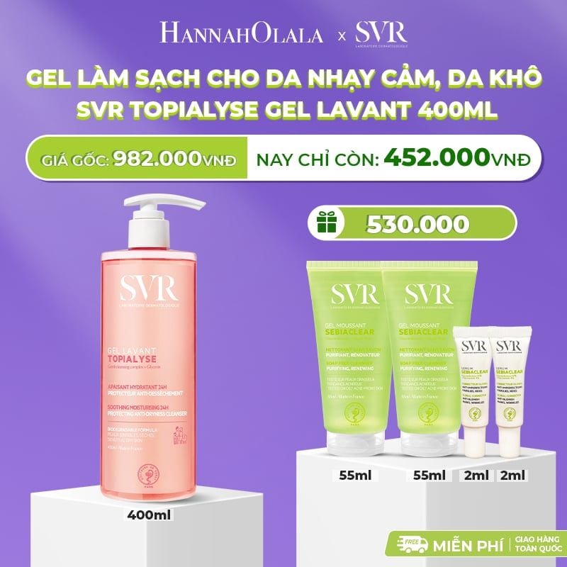  DEAL 13: GEL LÀM SẠCH CHO DA NHẠY CẢM, DA KHÔ VÀ VIÊM DA CƠ ĐỊA SVR TOPIALYSE GEL LAVANT 400ML 