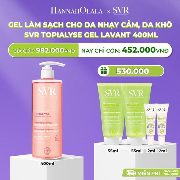  DEAL 13: GEL LÀM SẠCH CHO DA NHẠY CẢM, DA KHÔ VÀ VIÊM DA CƠ ĐỊA SVR TOPIALYSE GEL LAVANT 400ML 