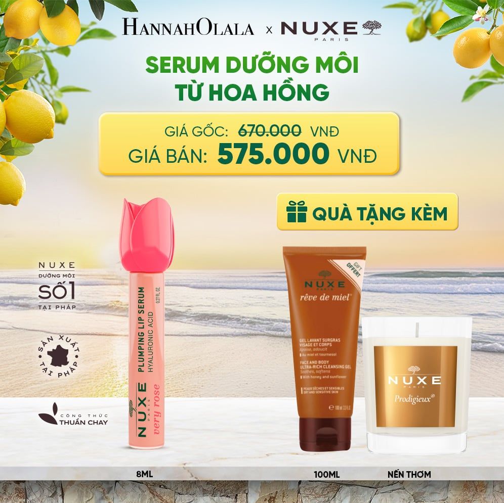  SERUM DƯỠNG ẨM GIÚP MÔI CĂNG MỊN NUXE VERY ROSE PLUMPING LIP SERUM 8ML 