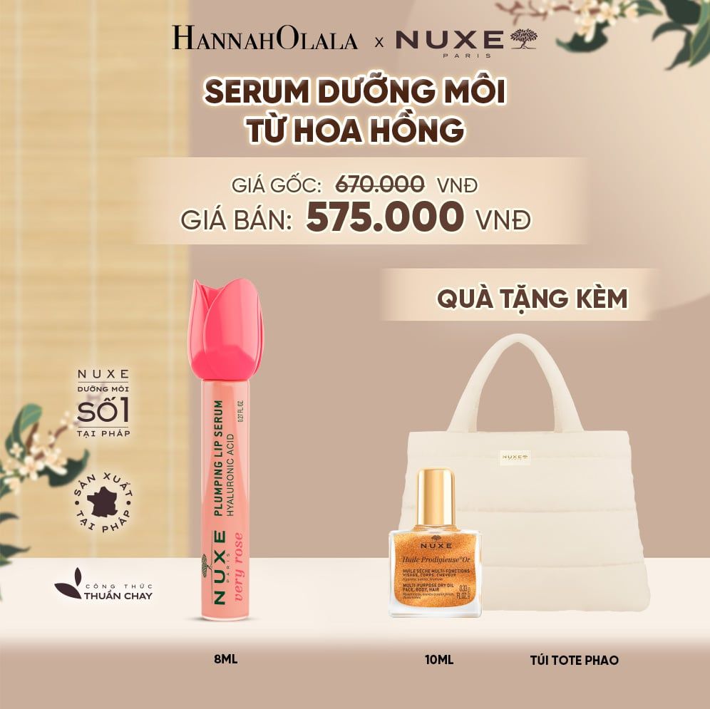  SERUM DƯỠNG ẨM GIÚP MÔI CĂNG MỊN NUXE VERY ROSE PLUMPING LIP SERUM 8ML - A5069 