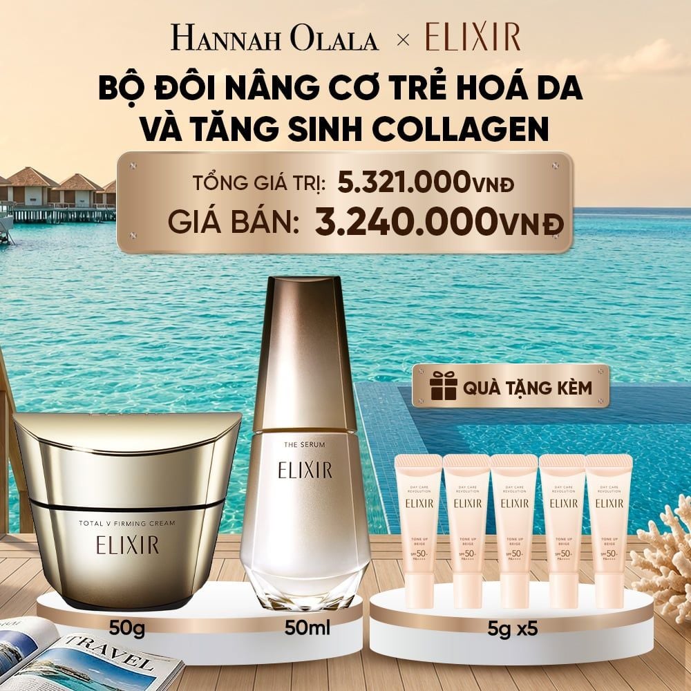  COMBO SERUM KÍCH HOẠT TRẺ HÓA LÀN DA EIS THE SERUM AA 50ML & KEM DƯỠNG CẢI THIỆN CHẢY XỆ NGĂN NGỪA LÃO HÓA ELIXIR TOTAL V FIRMING CREAM 50G - DEAL 13 