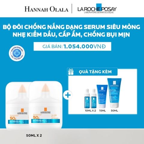  BỘ ĐÔI CHỐNG NẮNG DẠNG SERUM MỎNG NHẸ KIỀM DẦU 16H, CẤP ẨM 24H & CHỐNG BỤI MỊN LA ROCHE-POSAY ANTHELIOS UVAIR SPF50+ 50ML - A05 