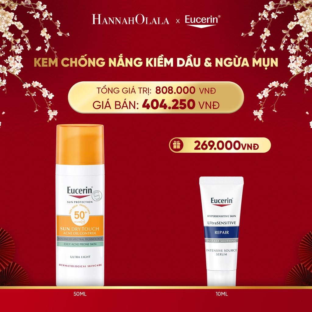  DEAL 13: GEL CHỐNG NẮNG GIÚP HỖ TRỢ GIẢM BÓNG NHỜN EUCERIN SUN DRY TOUCH OIL CONTROL FACE SPF50+ 50ML 
