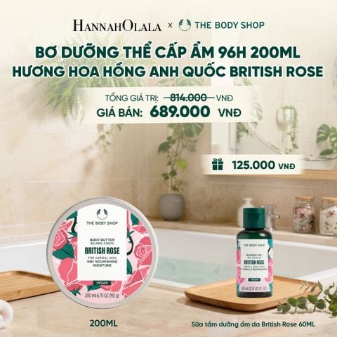  BƠ DƯỠNG THỂ CẤP ẨM 96H HƯƠNG HOA HỒNG ANH QUÔC BRITISH ROSE 200ML - M13 