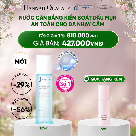  DEAL 13: [MỚI] NƯỚC DƯỠNG ẨM KIỀM DẦU NGỪA MỤN CHO DA NHẠY CẢM DPROGRAM BALANCING ACNE CARE LOTION 125ML 