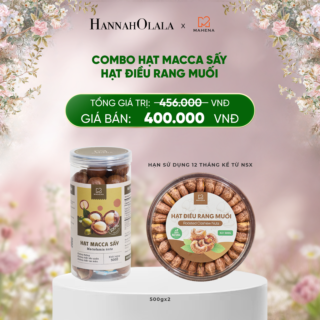  DEAL 13: MACCA SẤY 500G + HẠT ĐIỀU XẾP HOA 500G 