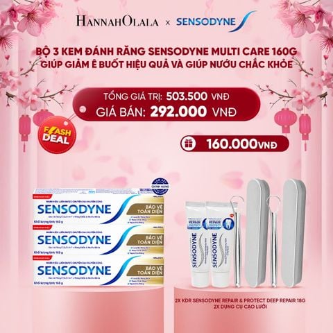  DEAL 13: [FLASH DEAL] BỘ 3 KEM ĐÁNH RĂNG SENSODYNE MULTI CARE 160G GIÚP GIẢM Ê BUỐT HIỆU QUẢ VÀ GIÚP NƯỚU CHẮC KHỎE 