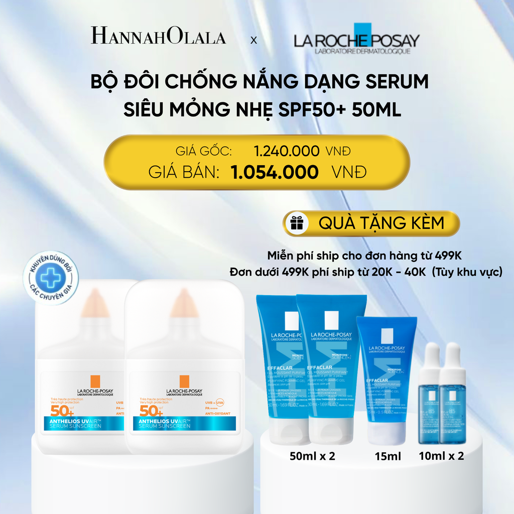  DEAL 13: [MỚI] BỘ ĐÔI CHỐNG NẮNG DẠNG SERUM SIÊU MỎNG NHẸ KIỀM DẦU 16H CẤP ẨM 24H CHỐNG BỤI MỊN ANTHELIOS UVAIR SPF50+ 50ml 
