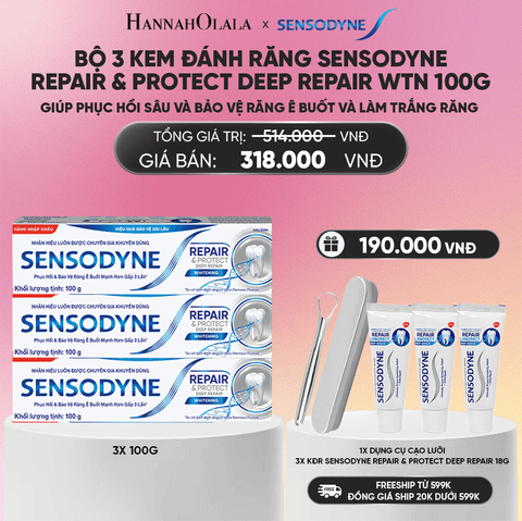 BỘ 3 KEM ĐÁNH RĂNG SENSODYNE REPAIR & PROTECT DEEP REPAIR WTN 100G GIÚP PHỤC HỒI SÂU VÀ BẢO VỆ RĂNG Ê BUỐT_A579 
