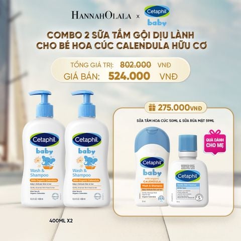  COMBO 02 SỮA TẮM GỘI DỊU LÀNH CHO BÉ CETAPHIL BABY WASH & SHAMPOO VỚI HOA CÚC HỮU CƠ 400ML DEAL 13: 