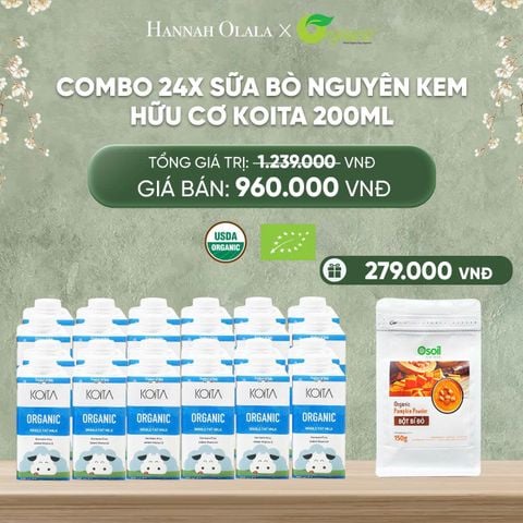  DEAL 13: COMBO 24 X SỮA BÒ NGUYÊN KEM HỮU CƠ KOITA 200ML 