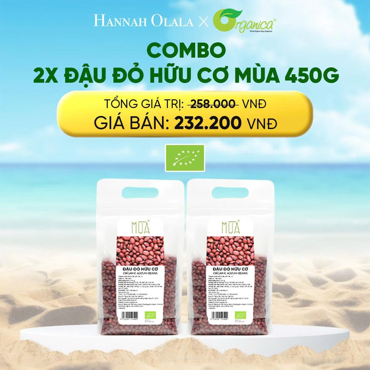 Combo Đậu Đỏ Hữu Cơ Mùa 450g