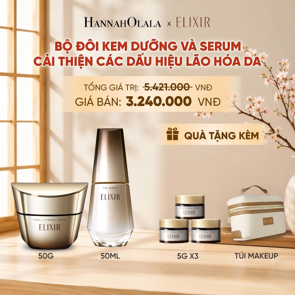  COMBO SERUM KÍCH HOẠT TRẺ HÓA LÀN DA EIS THE SERUM AA 50ML & KEM DƯỠNG CẢI THIỆN CHẢY XỆ NGĂN NGỪA LÃO HÓA ELIXIR TOTAL V FIRMING CREAM 50G - DEAL 13 - B1 