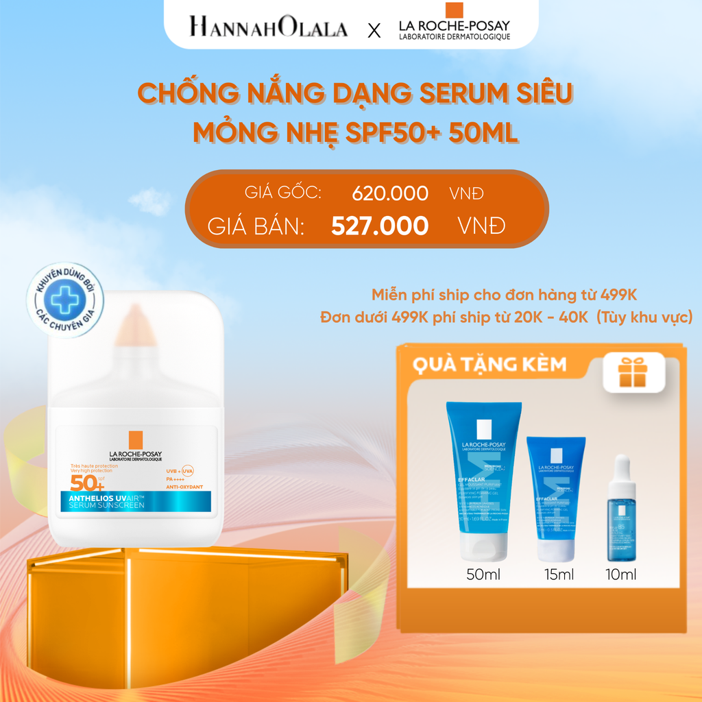  DEAL 13: [MỚI] CHỐNG NẮNG DẠNG SERUM SIÊU MỎNG NHẸ KIỀM DẦU 16H CẤP ẨM 24H CHỐNG BỤI MỊN ANTHELIOS UVAIR SPF50+ 50ml 