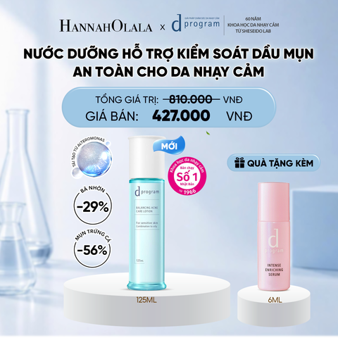  [MỚI] NƯỚC DƯỠNG ẨM KIỀM DẦU NGỪA MỤN CHO DA NHẠY CẢM DPROGRAM BALANCING ACNE CARE LOTION 125ML - DEAL 13 