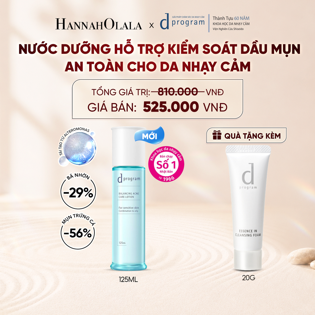  [MỚI] NƯỚC DƯỠNG ẨM KIỀM DẦU NGỪA MỤN CHO DA NHẠY CẢM DPROGRAM BALANCING ACNE CARE LOTION 125ML - DEAL 13 