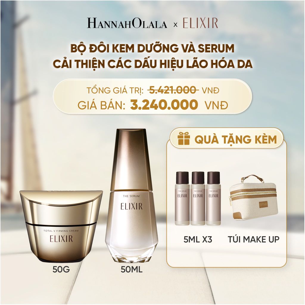  COMBO SERUM KÍCH HOẠT TRẺ HÓA LÀN DA EIS THE SERUM AA 50ML & KEM DƯỠNG CẢI THIỆN CHẢY XỆ NGĂN NGỪA LÃO HÓA ELIXIR TOTAL V FIRMING CREAM 50G - DEAL 13 