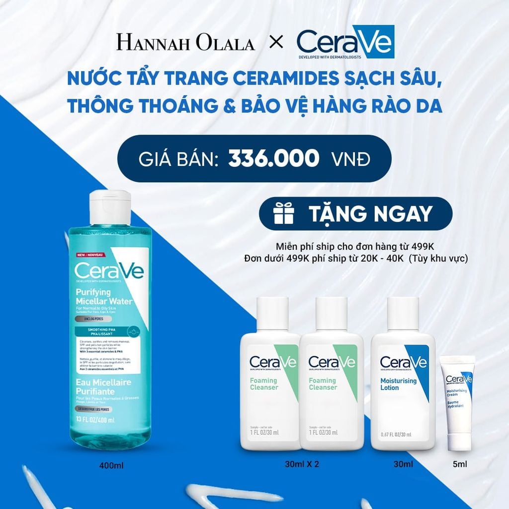  [NEW] NƯỚC TẨY TRANG CERAMIDES SẠCH SÂU, THÔNG THOÁNG & BẢO VỆ HÀNG RÀO DA 400ML CERAVE PURIFYING MICELLAR WATER - B44 