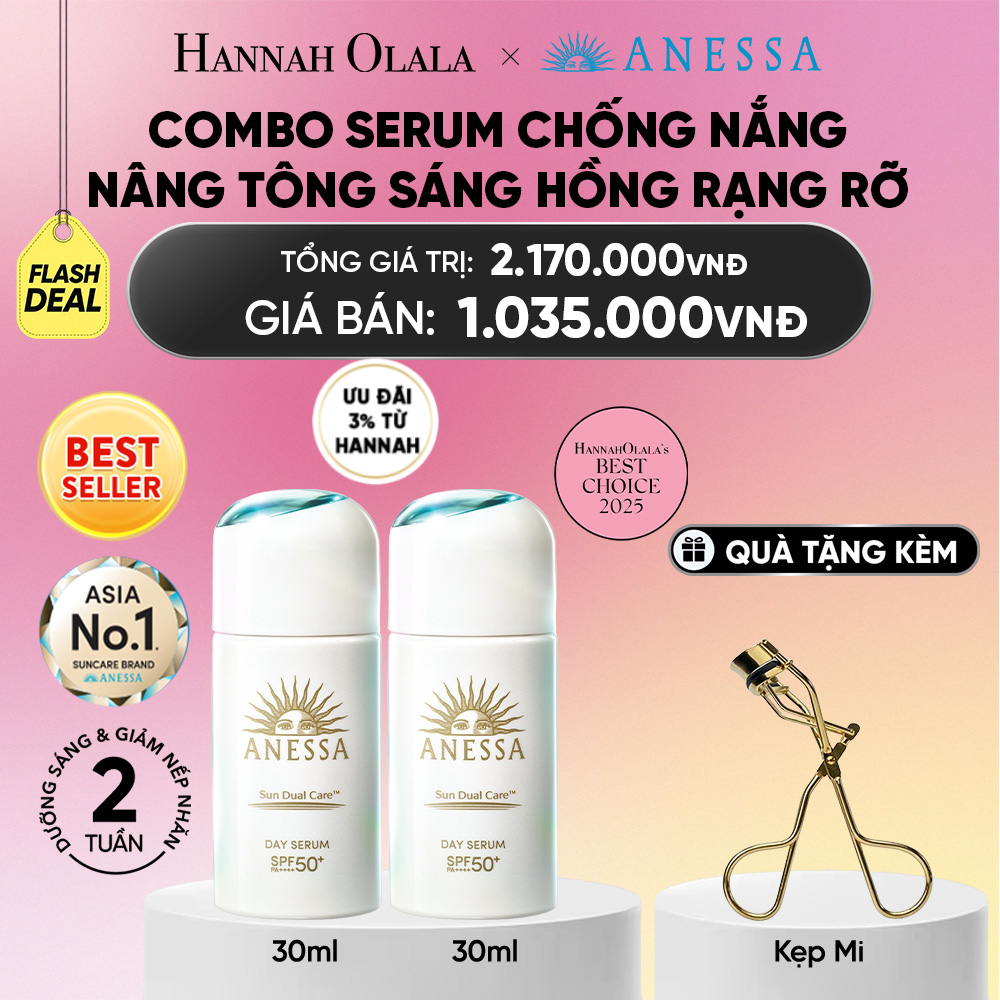  [FLASHSALE] COMBO SERUM CHỐNG NẮNG DƯỠNG DA NÂNG TÔNG NGĂN NGỪA LÃO HÓA ANESSA DAY SERUM SPF50+ PA++++ 30MLX2 - DEAL 13_A2326 