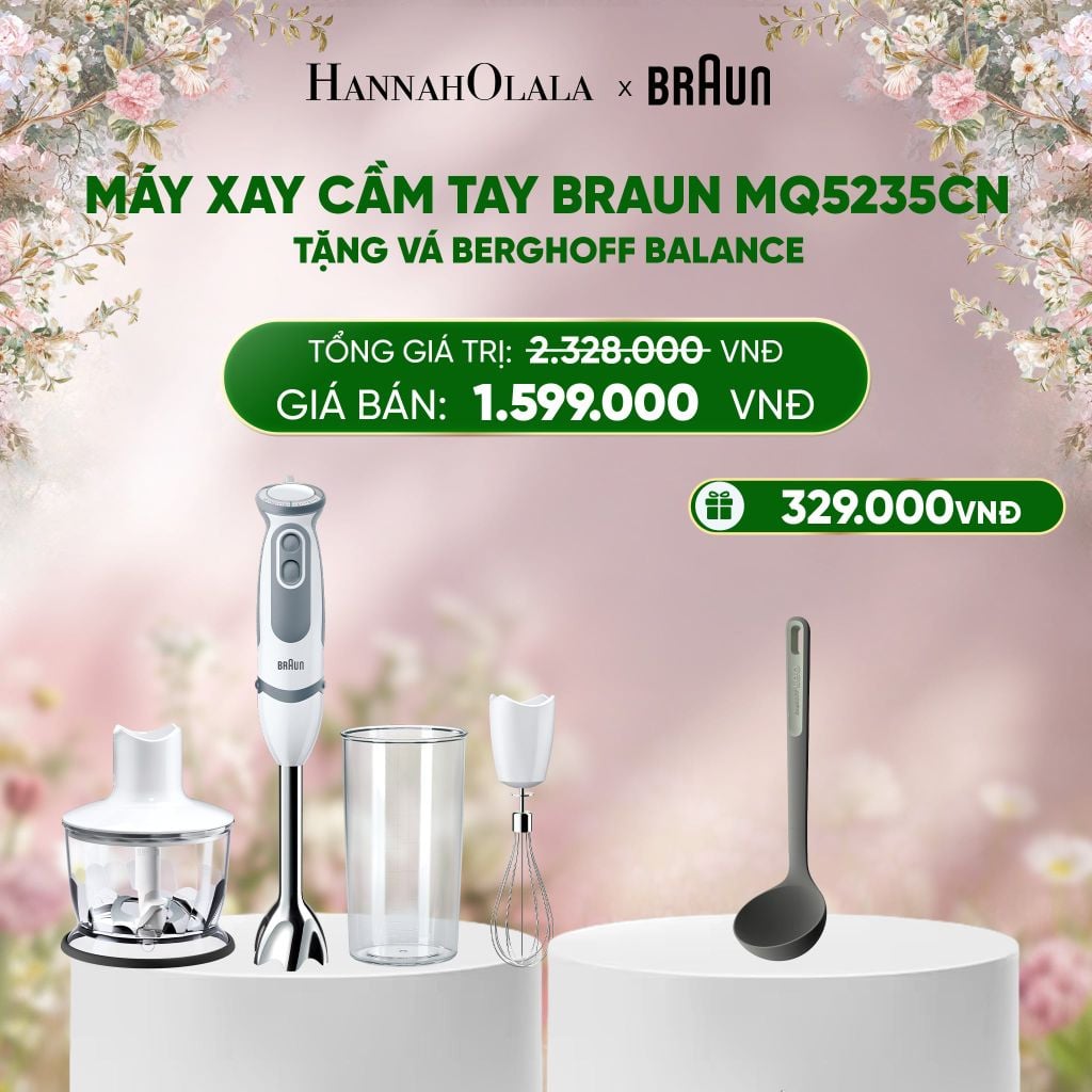  E1377_DEAL 22 : MÁY XAY CẦM TAY BRAUN MQ5235CN – TẶNG VÁ BERGHOFF BALANCE 
