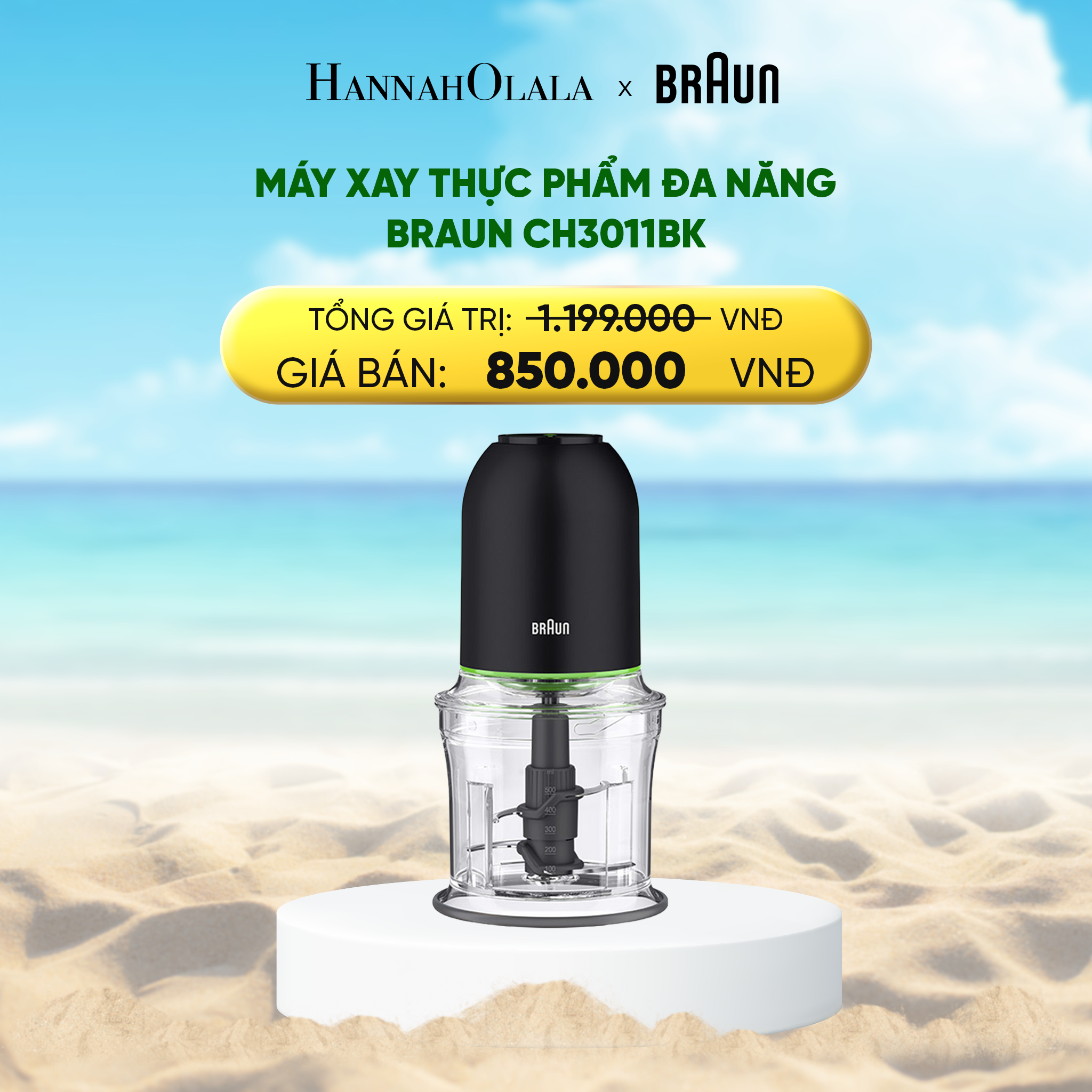 Máy Xay Thịt Mini Braun 0.5 Lít Ch3011Bk