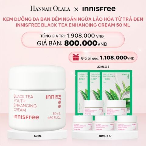  E135_DEAL 20: KEM DƯỠNG DA BAN ĐÊM NGĂN NGỪA LÃO HÓA TỪ TRÀ ĐEN INNISFREE BLACK TEA ENHANCING CREAM 50 ML 