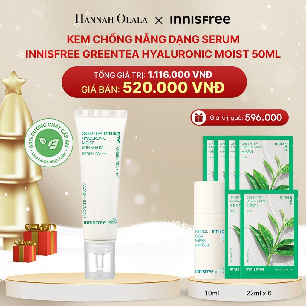  DEAL 14: KEM CHỐNG NẮNG DẠNG SERUM INNISFREE GREENTEA HYALURONIC MOIST 50ML 