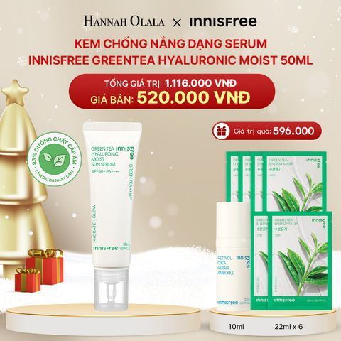  DEAL 14: KEM CHỐNG NẮNG DẠNG SERUM INNISFREE GREENTEA HYALURONIC MOIST 50ML 