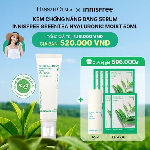  DEAL 14: KEM CHỐNG NẮNG DẠNG SERUM INNISFREE GREENTEA HYALURONIC MOIST 50ML 