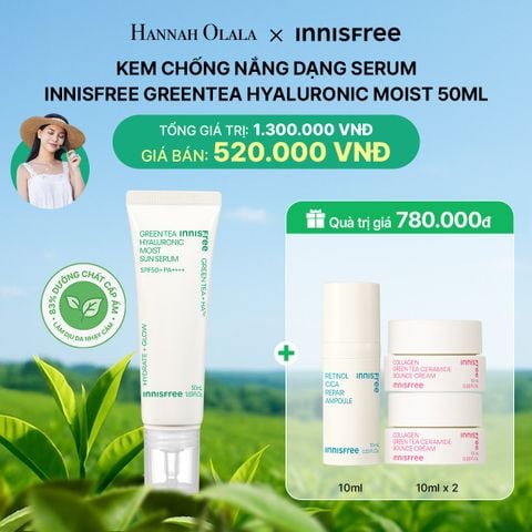  DEAL 14: KEM CHỐNG NẮNG DẠNG SERUM INNISFREE GREENTEA HYALURONIC MOIST 50ML 