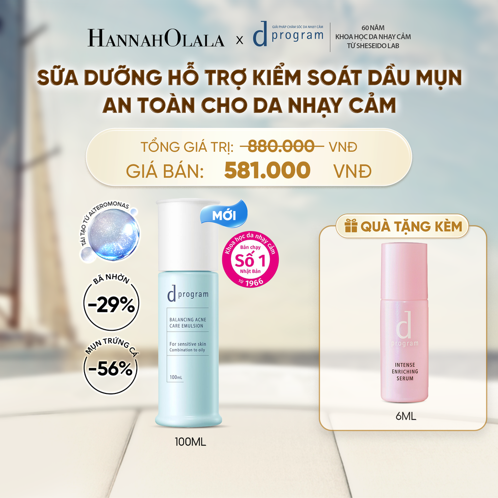  [MỚI] SỮA DƯỠNG ẨM KIỀM DẦU NGỪA MỤN CHO DA NHẠY CẢM DPROGRAM BALANCING ACNE CARE EMULSION 100ML - DEAL 14 