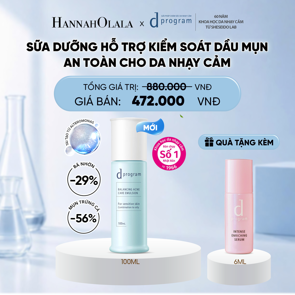  [MỚI] SỮA DƯỠNG ẨM KIỀM DẦU NGỪA MỤN CHO DA NHẠY CẢM DPROGRAM BALANCING ACNE CARE EMULSION 100ML - DEAL 14 