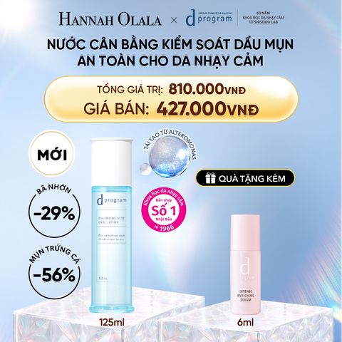  DEAL 14: [MỚI] NƯỚC DƯỠNG ẨM KIỀM DẦU NGỪA MỤN CHO DA NHẠY CẢM DPROGRAM BALANCING ACNE CARE LOTION 125ML 