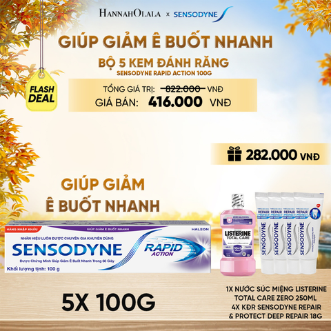  BỘ 5 KEM ĐÁNH RĂNG SENSODYNE RAPID ACTION 100G GIÚP GIẢM Ê BUỐT NHANH - E1864 