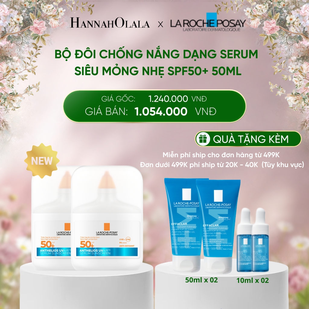  DEAL 14: [MỚI] BỘ ĐÔI CHỐNG NẮNG DẠNG SERUM SIÊU MỎNG NHẸ KIỀM DẦU 16H CẤP ẨM 24H CHỐNG BỤI MỊN ANTHELIOS UVAIR SPF50+ 50ML 