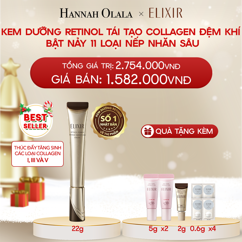  DEAL 14: KEM DƯỠNG DA CẢI THIỆN 11 LOẠI NẾP NHĂN SÂU ELIXIR RETINOL POWER WRINKLE SMOOTHING CREAM 22G ( PHIÊN BẢN CẢI TIẾN MỚI) 