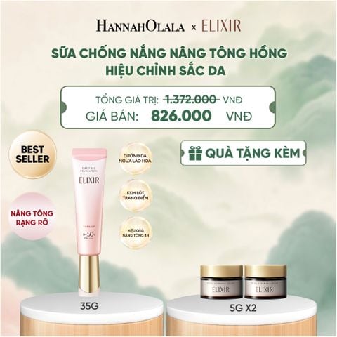  [SẮC HỒNG BABY] KEM CHỐNG NẮNG DẠNG SỮA NÂNG TÔNG CHO DA XỈN MÀU ELIXIR DAY CARE REVOLUTION TONE UP PINK+35G - DEAL 20 - A1230 