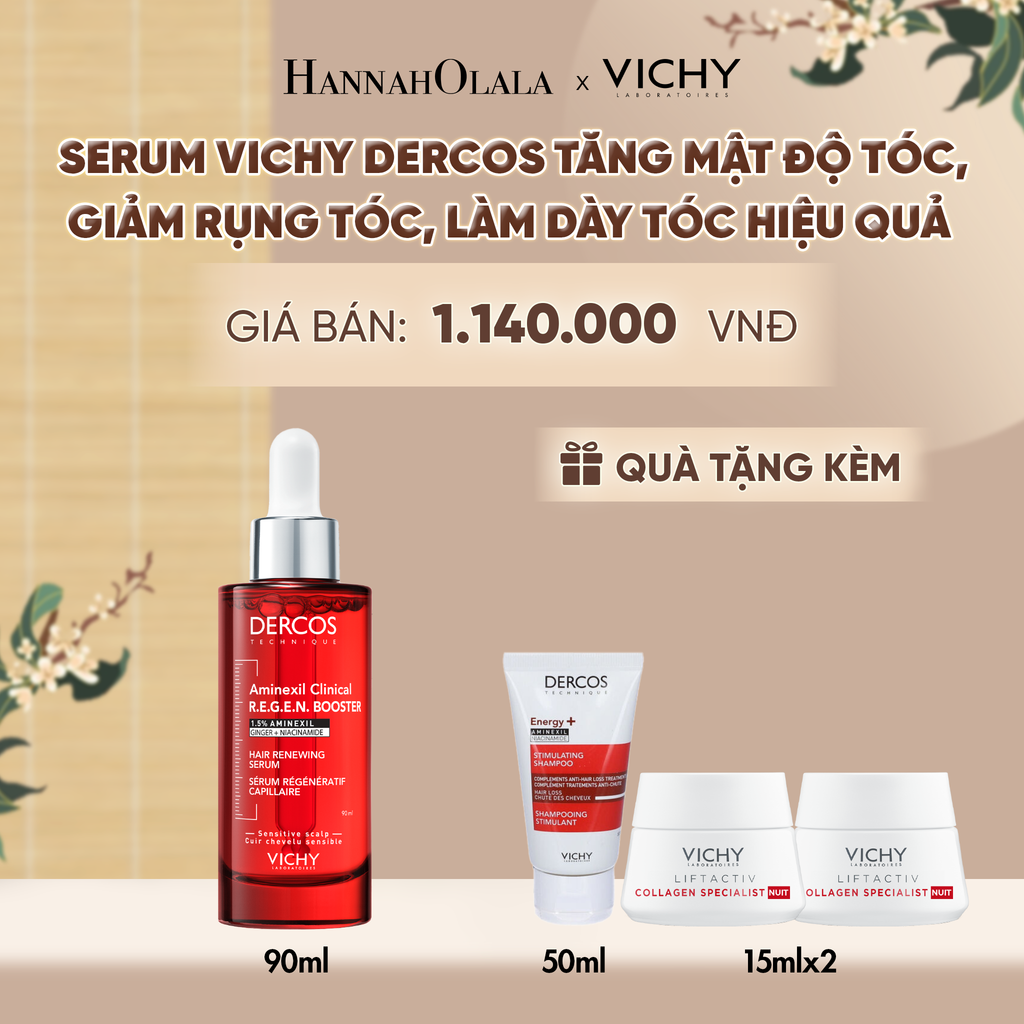  SERUM VICHY DERCOS TĂNG MẬT ĐỘ TÓC, GIẢM RỤNG TÓC, LÀM DÀY TÓC HIỆU QUẢ 90ML - DÀNH CHO TÓC MỎNG, THƯA, YẾU - A965 