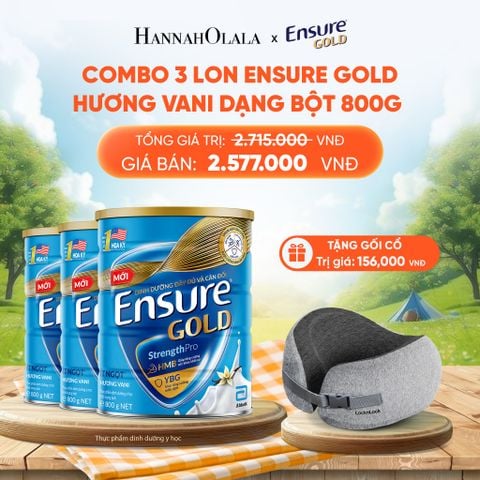  [TẶNG GỐI CỔ LOCKNLOCK] COMBO 3 LON ENSURE GOLD HƯƠNG VANI ÍT NGỌT DẠNG BỘT 800G DEAL 14: 
