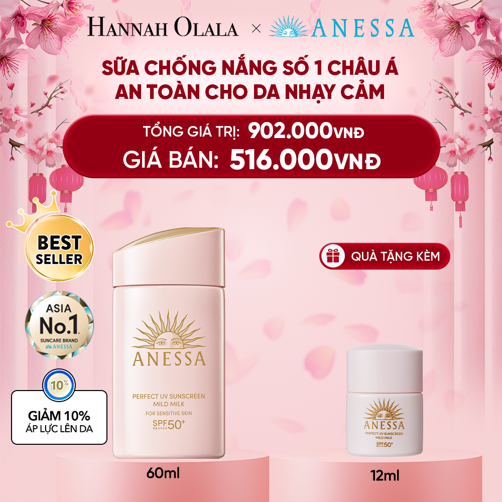  DEAL 14: SỮA CHỐNG NẮNG DƯỠNG DA DỊU NHẸ AN TOÀN CHO DA NHẠY CẢM VÀ TRẺ EM ANESSA MILD MILK SPF50+ PA++++ 60ML 