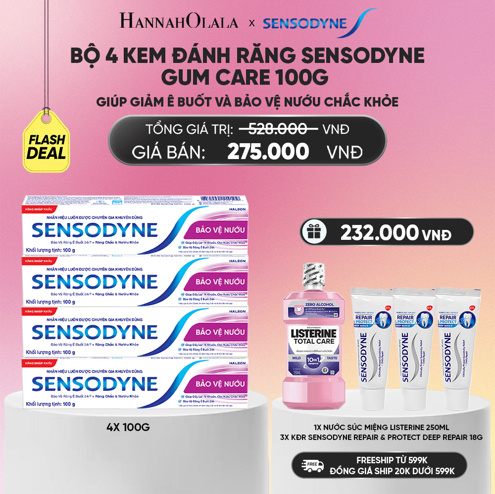  BỘ 4 KEM ĐÁNH RĂNG SENSODYNE GUM CARE 100G GIÚP GIẢM Ê BUỐT VÀ BẢO VỆ NƯỚU CHẮC KHỎE - FLASH DEAL_A568 