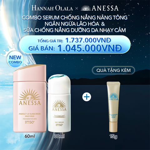  A6_DEAL 14: COMBO SERUM CHỐNG NẮNG & SỮA CHỐNG NẮNG BẢO VỆ VÀ DƯỠNG DA AN TOÀN CHO DA NHẠY CẢM ANESSA DAY SERUM 30ML + MILD MILK 60ML 