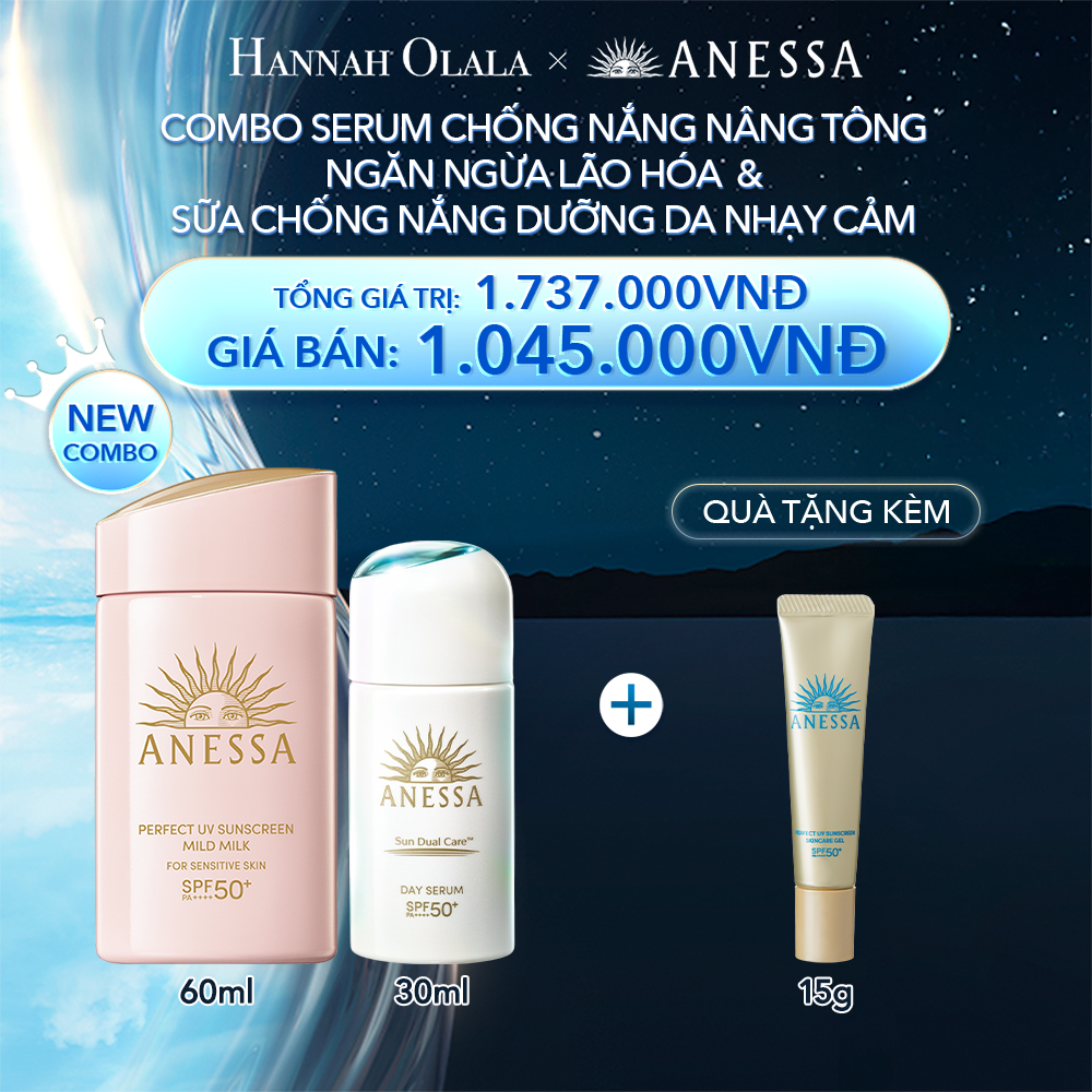  A6_DEAL 14: COMBO SERUM CHỐNG NẮNG & SỮA CHỐNG NẮNG BẢO VỆ VÀ DƯỠNG DA AN TOÀN CHO DA NHẠY CẢM ANESSA DAY SERUM 30ML + MILD MILK 60ML 
