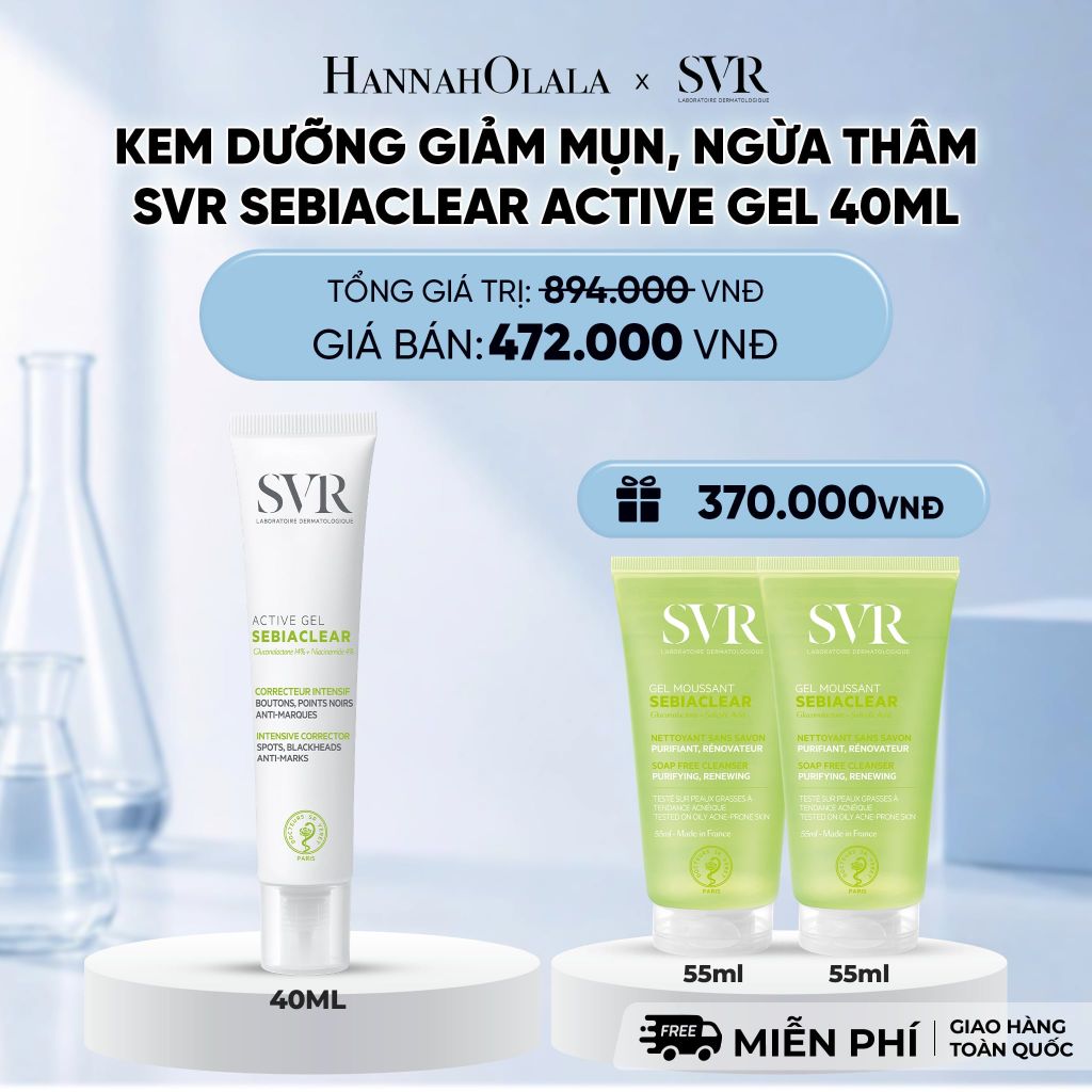  KEM DƯỠNG GIẢM MỤN, NGỪA THÂM SVR SEBIACLEAR ACTIVE GEL 40ML - DEAL 14 