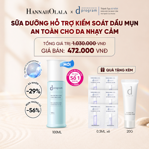  [MỚI] SỮA DƯỠNG ẨM KIỀM DẦU NGỪA MỤN CHO DA NHẠY CẢM DPROGRAM BALANCING ACNE CARE EMULSION 100ML - DEAL 14 