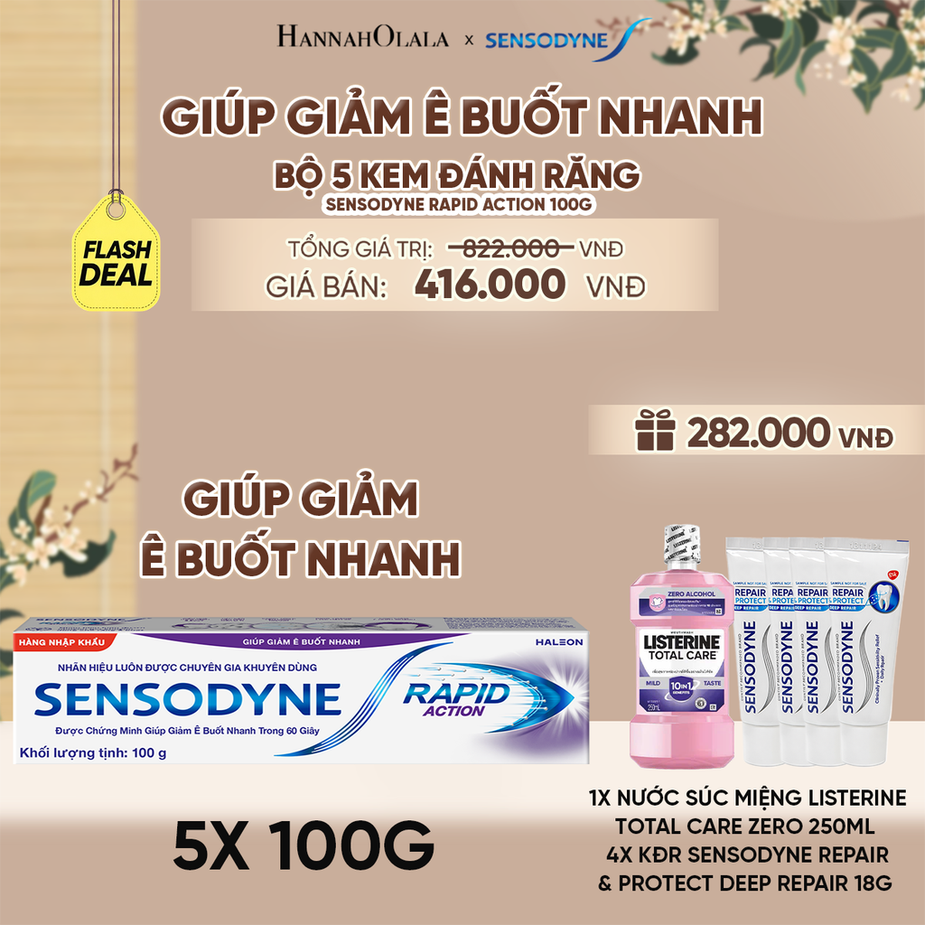 BỘ 5 KEM ĐÁNH RĂNG SENSODYNE RAPID ACTION 100G GIÚP GIẢM Ê BUỐT NHANH - A2627 