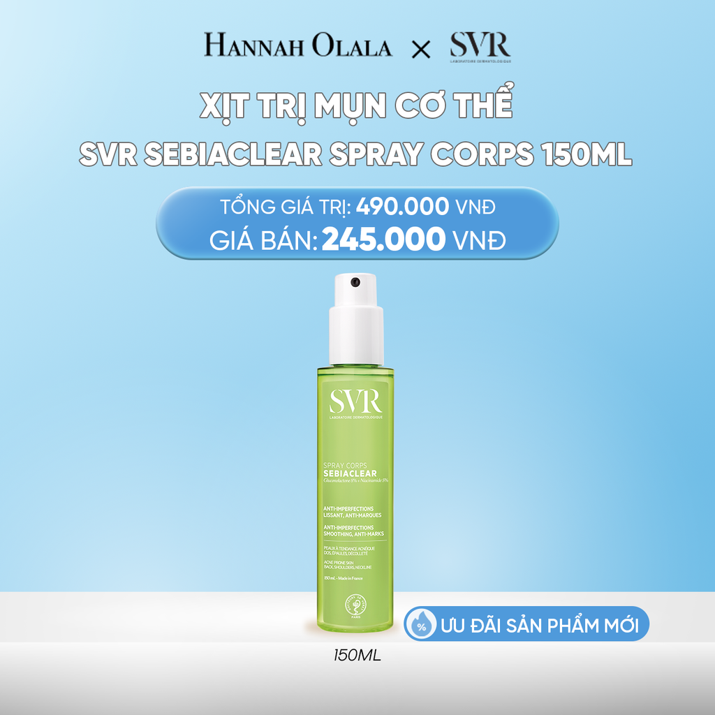  DEAL 14: XỊT DƯỠNG DA MỜ THÂM VÀ GIẢM MỤN SVR SEBIACLEAR SPRAY CORPS 150ML 
